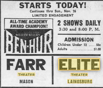 Elite Theatre - Ad Nov 23 1961 (newer photo)